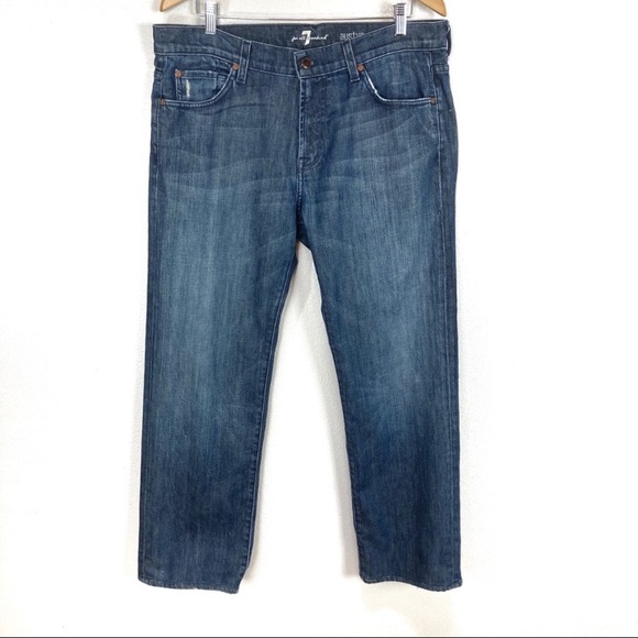 7 For‎ All Mankind Austyn Relaxed Straight Dark Stretch Jeans Men’s Sz 36 - Picture 1 of 4